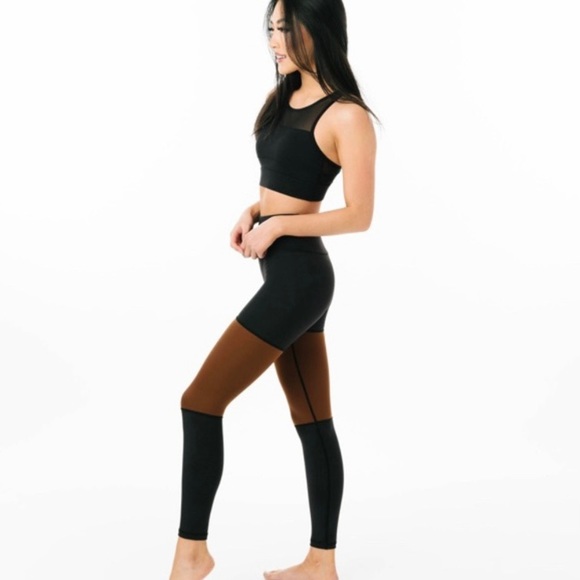 Zyia Mocha Block Light N Tight Hi Rise 7/8 Cocoa Colorblock Leggings Size 8-10 - Picture 4 of 12